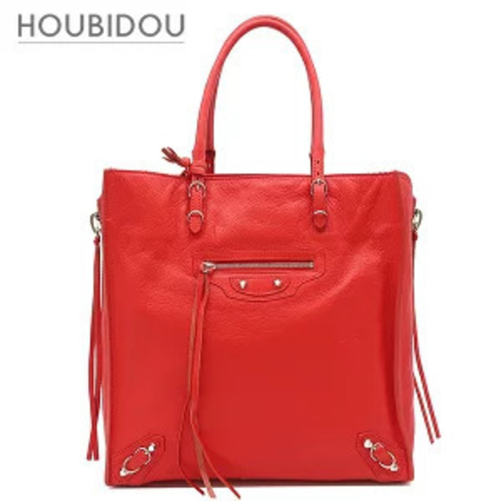 Balenciaga Paper Tote Bag Leather Red